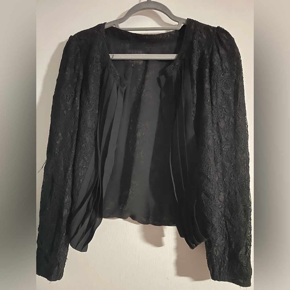 Guess Black Lace Jacket Blazer Size Large